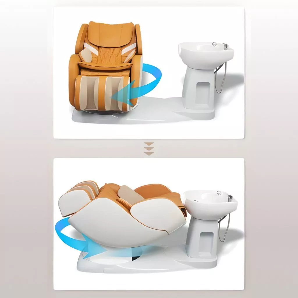 4D massage seat with heated shampoo sink studio view 3